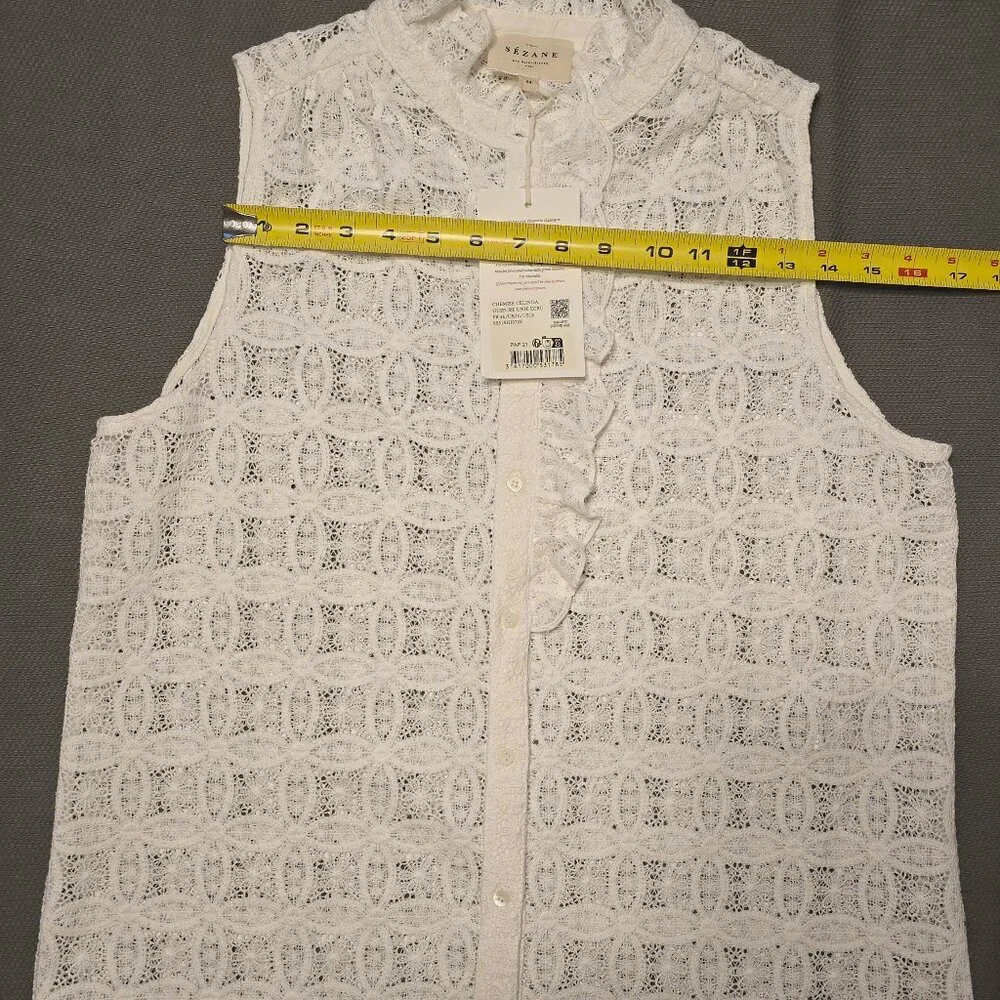 Sezane Celinda Shirt Plain Ecru Guipure - Picture 10 of 11